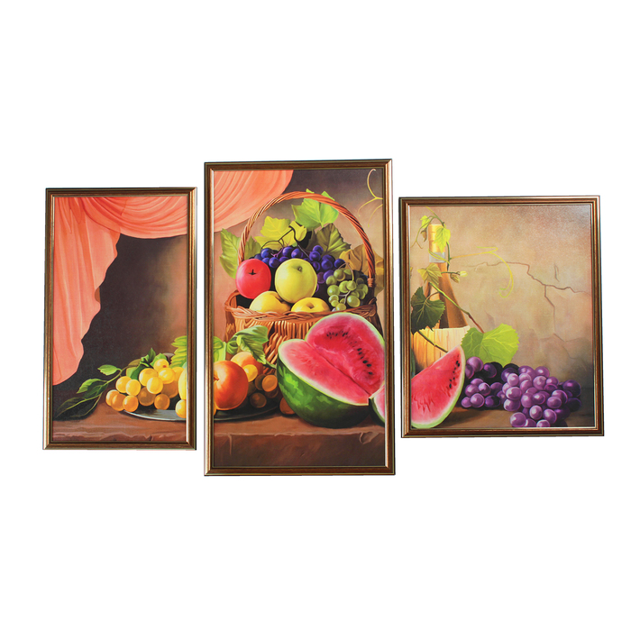 Картина модульная в раме "Натюрморт с арбузом" (31*53; 38*63; 40*48)  63х110 см