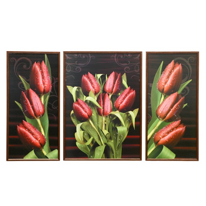 Триптих "Бордовые розы"