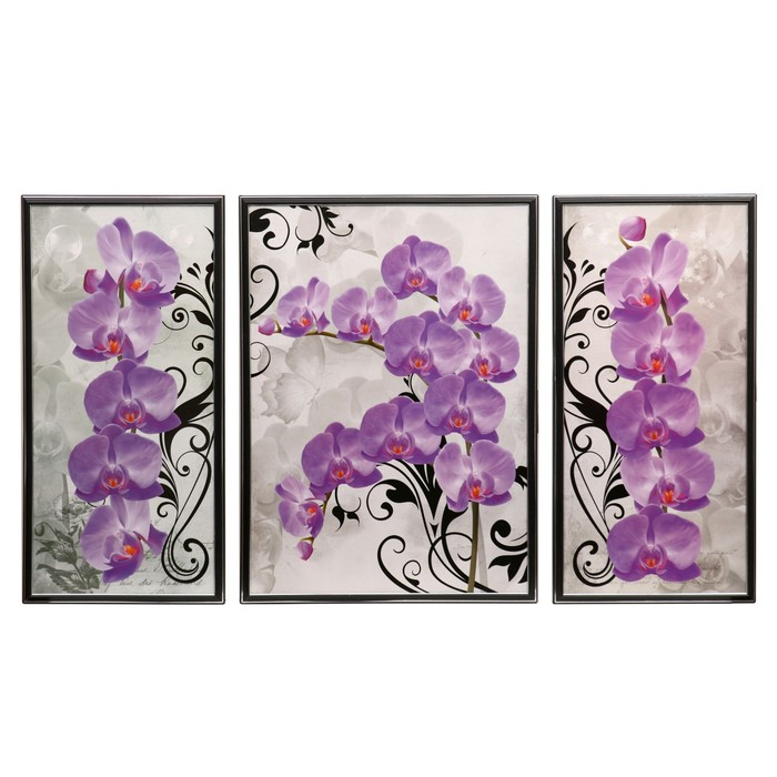 Триптих "Фиолетовый фаленопсис" (53х73; 2-36х73) 125*73 см