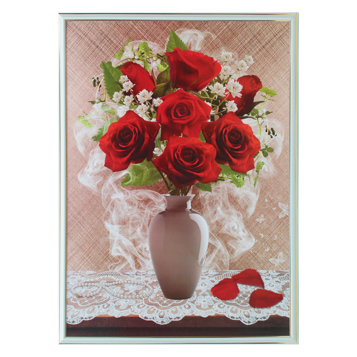 Картина "Букет ярко-красных роз" 53*73 см