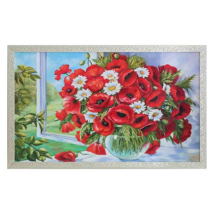 Картина "Ромашки и маки" 65*105 см
