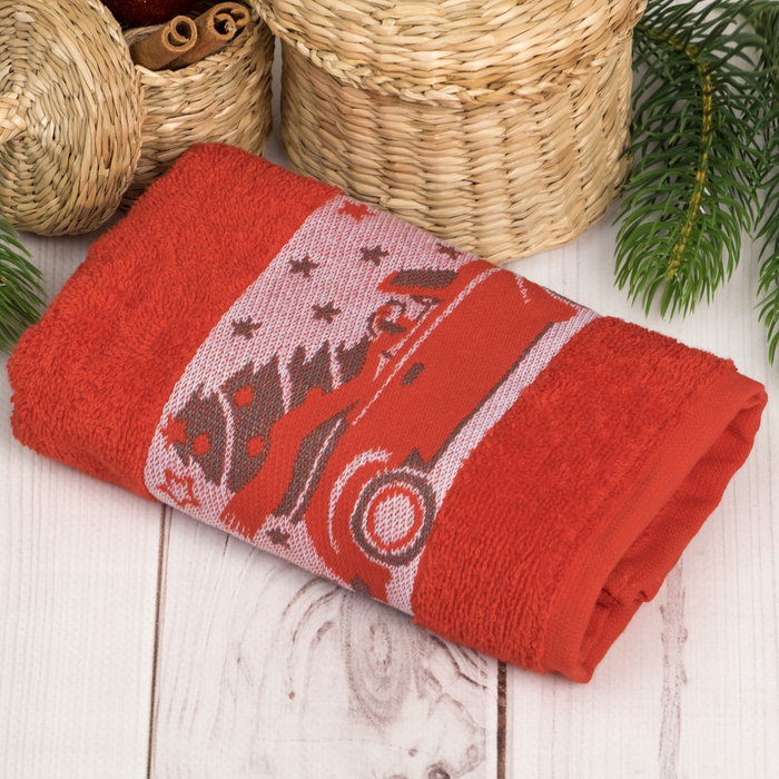 Полотенце махровое Collorista "Счастливого Нового года" 30х70 см 100% хлопок, 370гр/м2