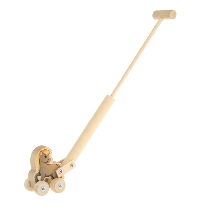 Каталка на колёсах с ручкой "Лошадка", длина ручки — 42 см