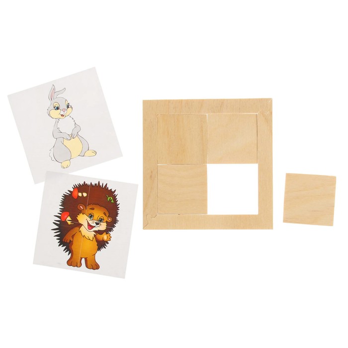 Пазл деревянный "Лесные звери" 2 картинки