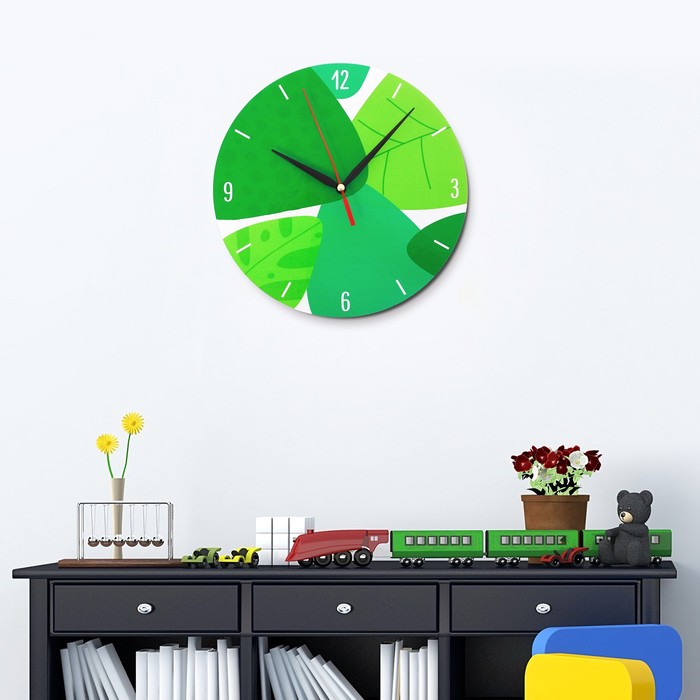 Часы деревянные "Листва", d=25 см