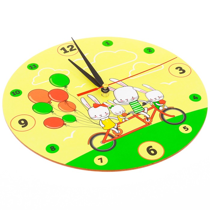 Часы деревянные "Зайчики", d=25 см