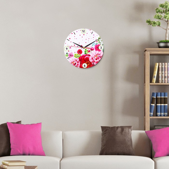 Часы деревянные "Нежные цветы", d=25 см