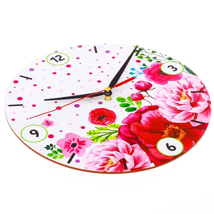 Часы деревянные "Нежные цветы", d=25 см