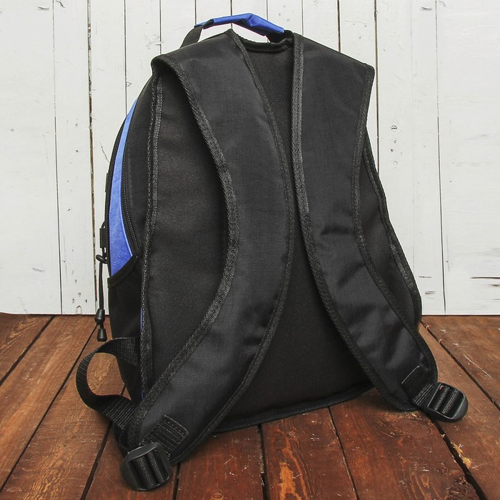 Рюкзак школьный на молнии Bagamas, 2 отдела, 2 наружных кармана, цвет чёрный/синий