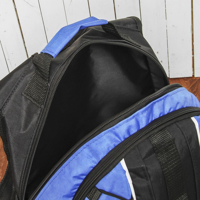 Рюкзак школьный на молнии Bagamas, 2 отдела, 2 наружных кармана, цвет чёрный/синий