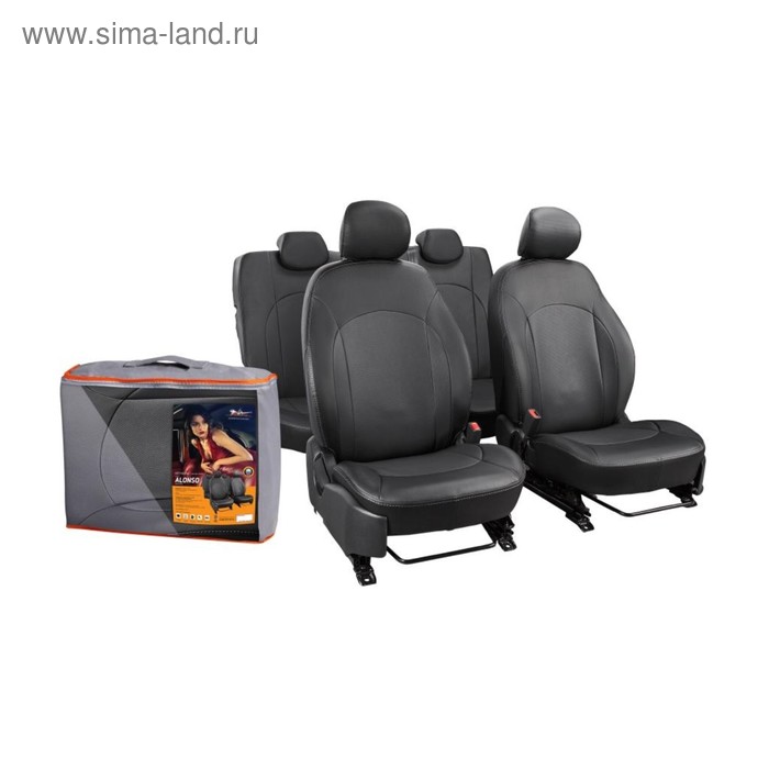 фото Авточехлы airline accs-a-14 "alonso", hyundai solaris, kia rio 2011-, 13 предметов, экокожа, черный