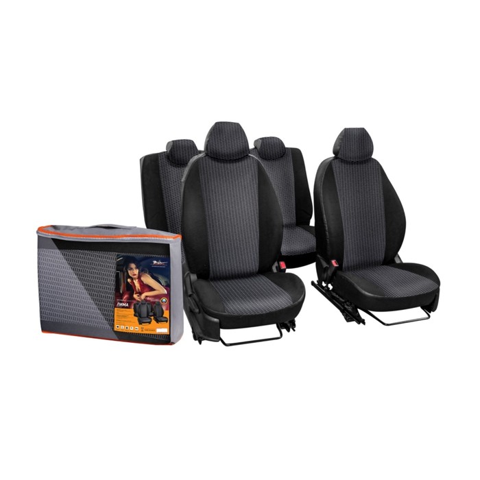 Авточехлы Airline ACCS-L-15 "Лима", Renault Sandero/STEPWAY 2013-, 12 предметов,жаккард-кожзам, черный