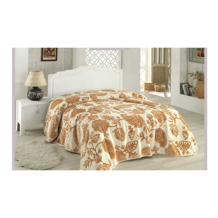 Покрывало Antonia, размер 220х240 см, цвет золотой, велсофт