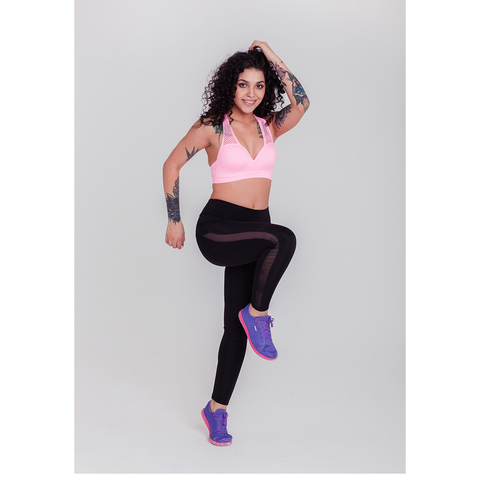 Спортивные легинсы с прозрачными вставками ONLITOP Fitness, размер 44-46, цвет чёрный