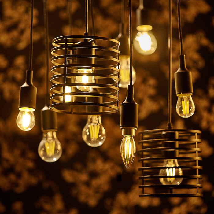 Лампа светодиодная свечка, C37 , E14, 2w, теплый свет, золотистая