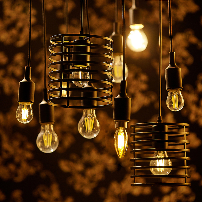 Лампа светодиодная свечка, C37 , E14, 6w, теплый свет, золотистая