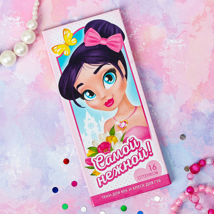 Набор косметики для девочки "Самой нежной": палетка теней и блесков