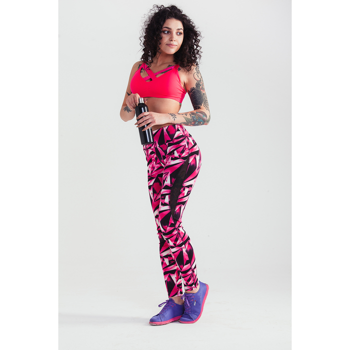 Спортивные легинсы с прозрачными вставками ONLITOP Pink Diamonds, размер 44 - 46, цвет розовый