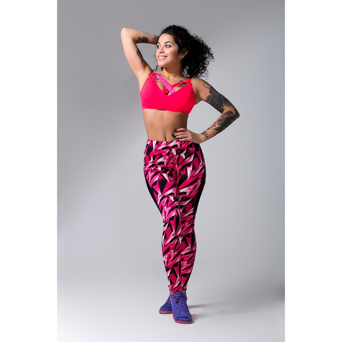 Спортивные легинсы с прозрачными вставками ONLITOP Pink Diamonds, размер 44 - 46, цвет розовый