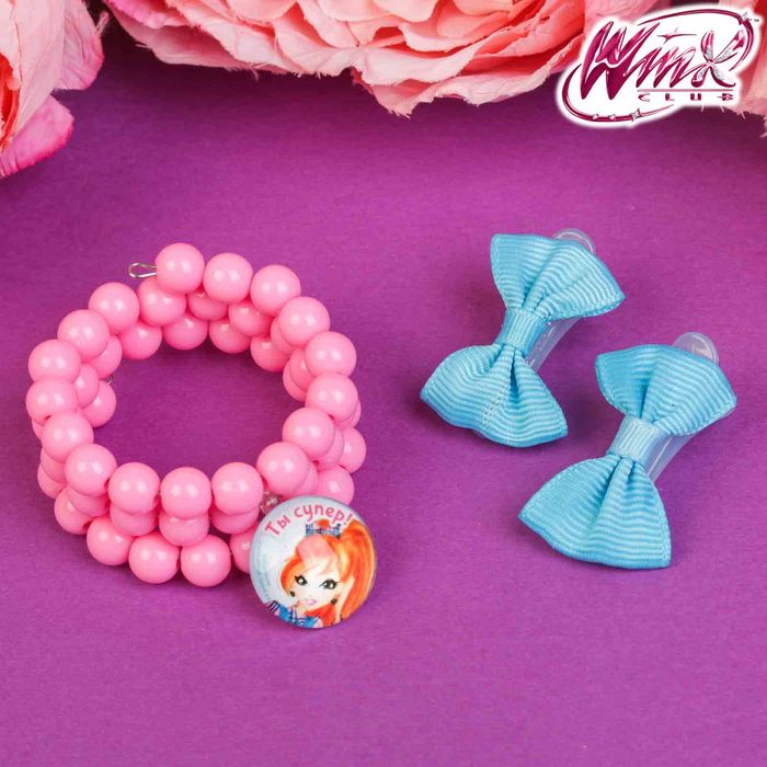 Набор браслет, заколка 2 шт "Ты супер!", Феи Винкс: Блум
