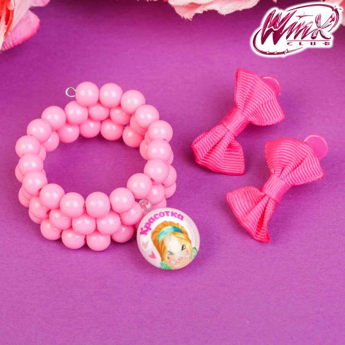 Набор браслет, заколка 2 шт "Красотка", Феи Винкс: Флора