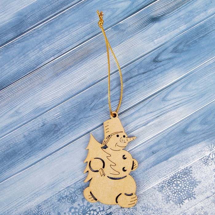 Подвеска на ёлку «Снеговик с ёлочкой», золото, 5,3×9 см