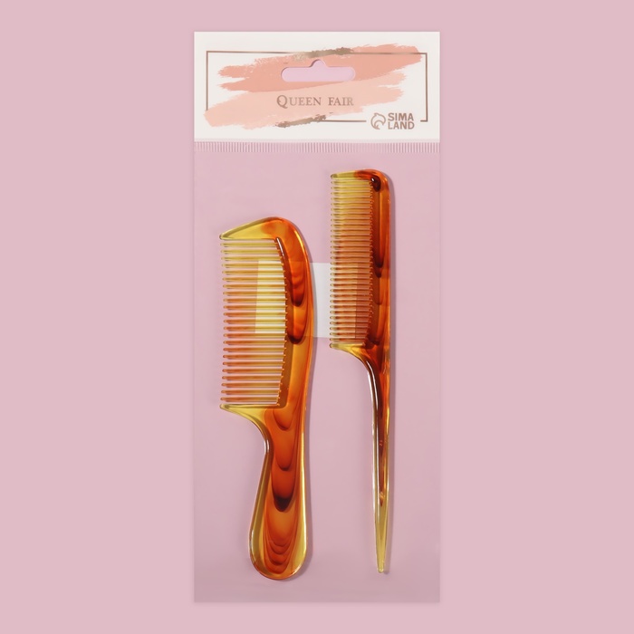 Набор расчёсок: с ручкой с хвостиком, цвет янтарь