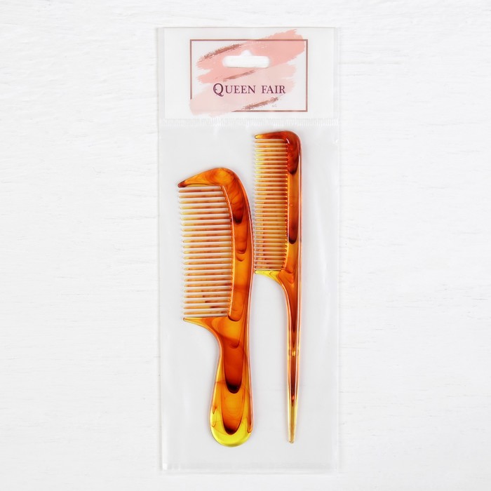 Набор расчёсок: с ручкой с хвостиком, цвет янтарь