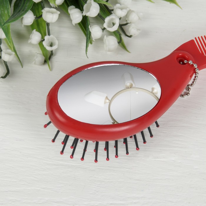 Расчёска складная с зеркалом, цвет МИКС