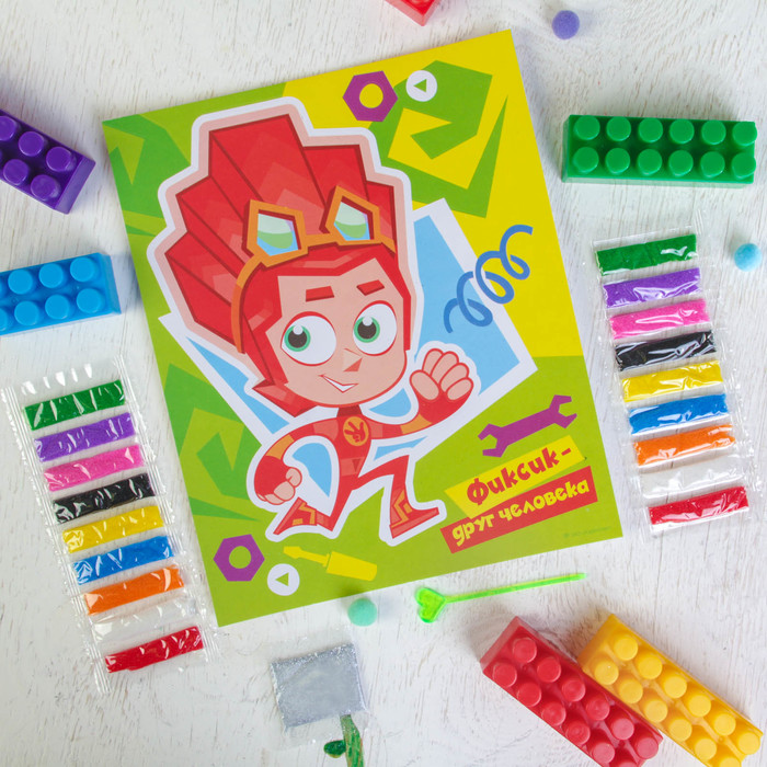 Фреска "Друг человека" ФИКСИКИ Фаер блестками 1 цв. 2 гр,стека, песок 9 цв по 4 гр