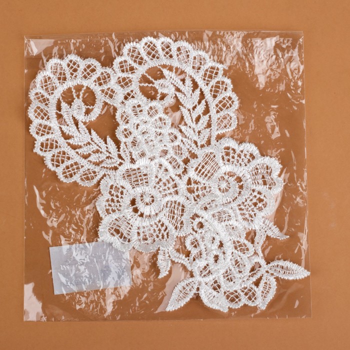 Аппликации пришивные, лейсы, 18,5*9см, пара, цвет белый