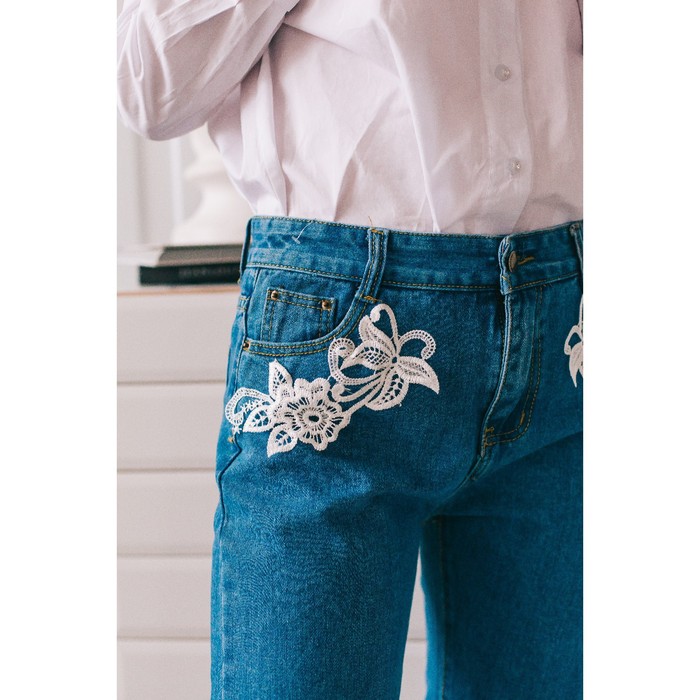 Аппликации пришивные, лейсы, 17,5*7см, пара, цвет белый