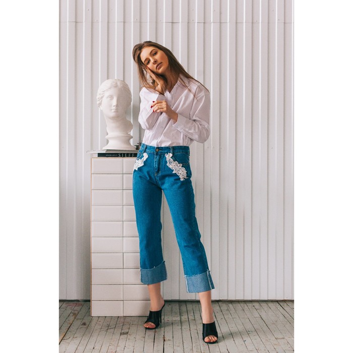 Аппликации пришивные, лейсы, 20,5*8см, пара, цвет белый