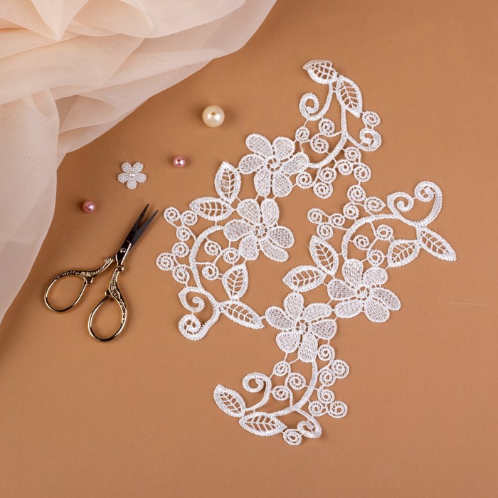 Аппликации пришивные, лейсы, 20*8см, пара, цвет белый