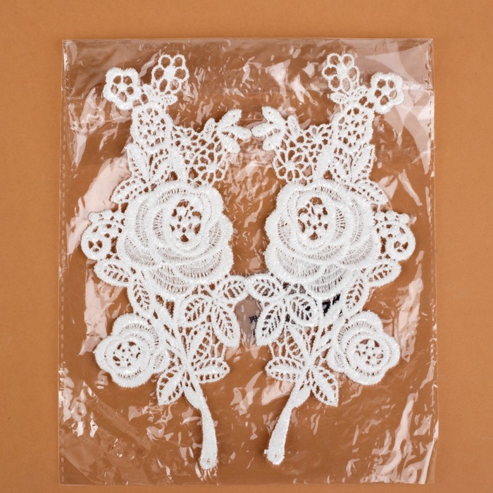 Аппликации пришивные, лейсы, 17*7см, пара, цвет белый