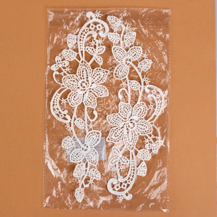 Аппликации пришивные, лейсы, 25,5*7,5см, пара, цвет белый