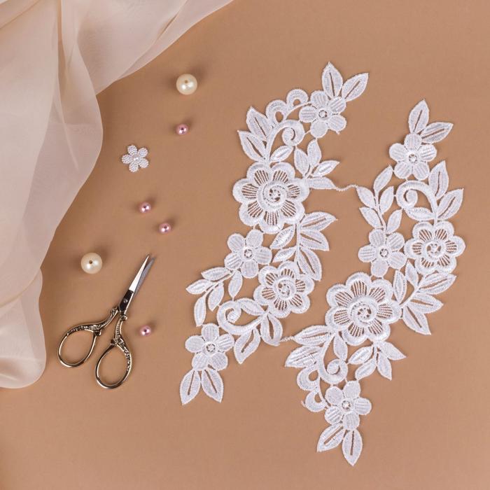 Аппликации пришивные, лейсы, 25*7см, пара, цвет белый