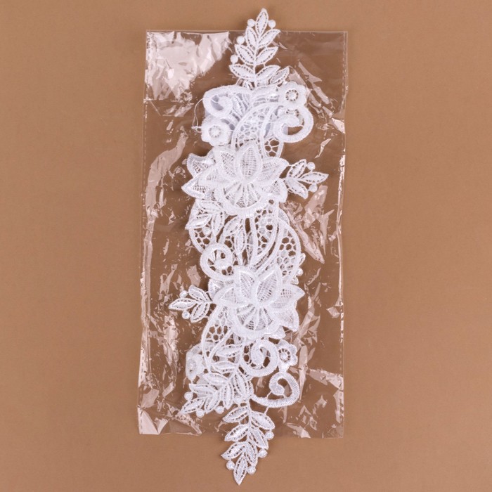 Аппликации пришивные, лейсы, 26*9,5см, пара, цвет белый