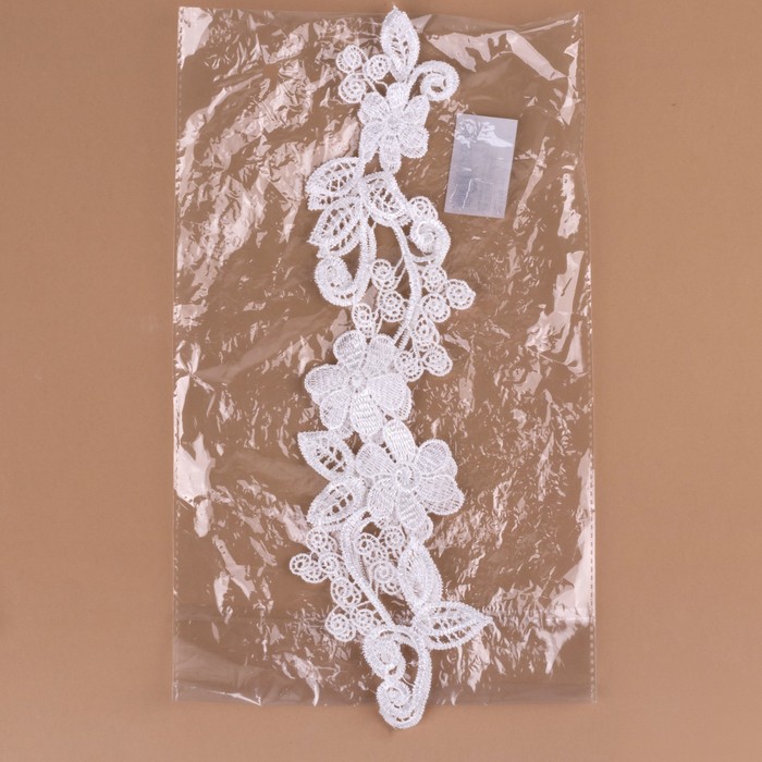 Аппликации пришивные, лейсы, 35,5*8,5см, пара, цвет белый
