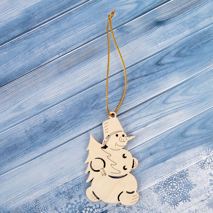 Подвеска на ёлку «Снеговик с ёлочкой», 5,3×9 см