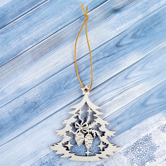 Подвеска на ёлку «Ёлочка», шишки, серебро, 8,2×8,7 см