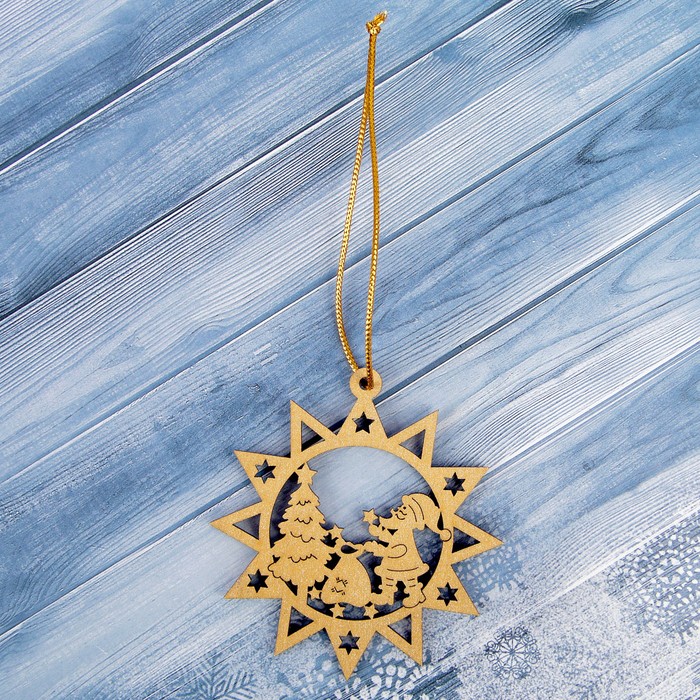 Подвеска на ёлку «Снежинка», дед мороз, золото, 8,5×9 см