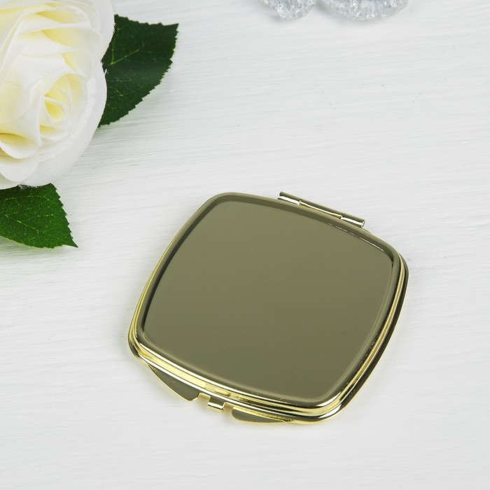 Зеркало складное, квадратное, без увеличения, двустороннее, цвет золотой