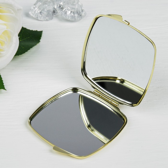 Зеркало складное, квадратное, без увеличения, двустороннее, цвет золотой