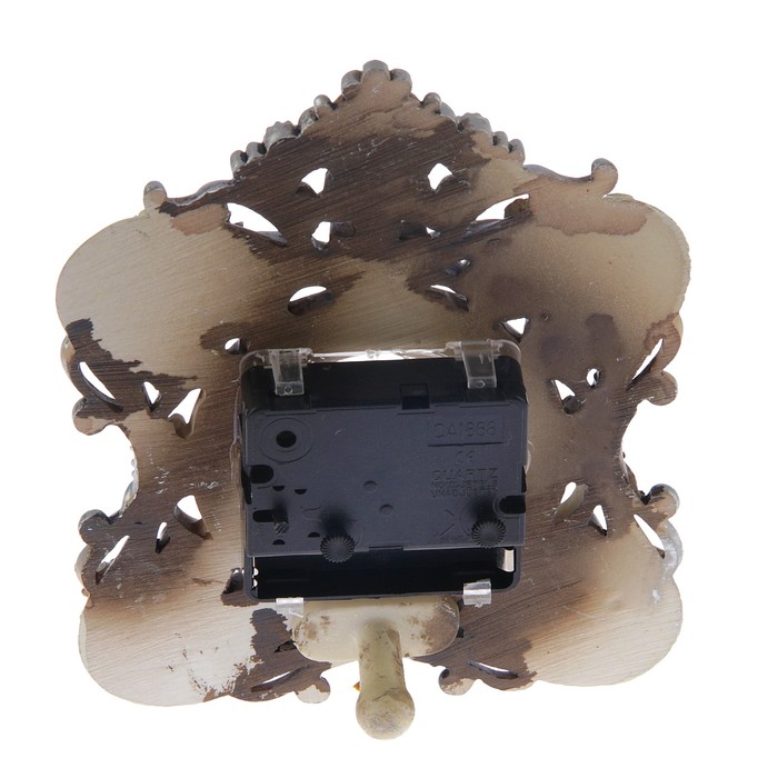 Часы настольные, серия Лепнина. Бабочка, Розы по краям и ажур цвета стали, бат 1АА, 12*15см 275702