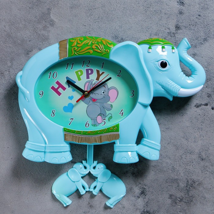 Часы настенные детские "Голубой слоник", 36х24 см