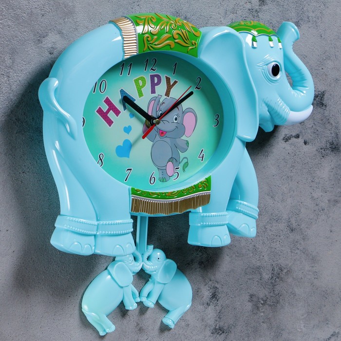 Часы настенные детские "Голубой слоник", 36х24 см