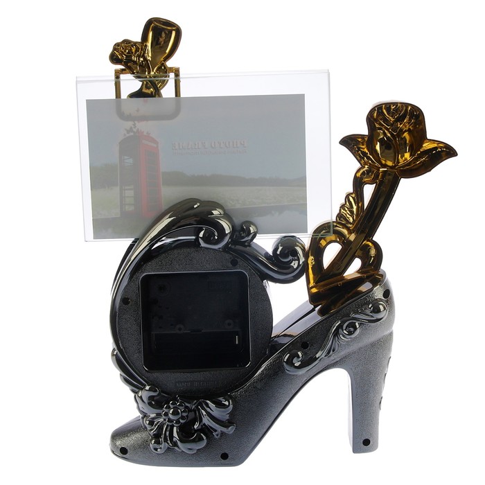 Часы настольные с доп. функциями. Туфелька Принцессы + фоторамка (10*15 см) микс 24*23 см