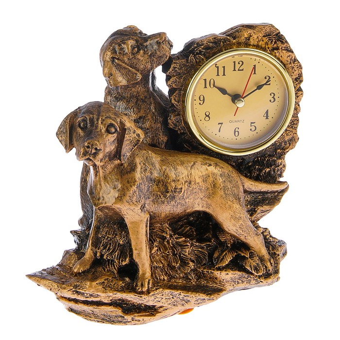 Часы настольные серия Полистоун. Собачья стая, бат 1АА, 16*16см