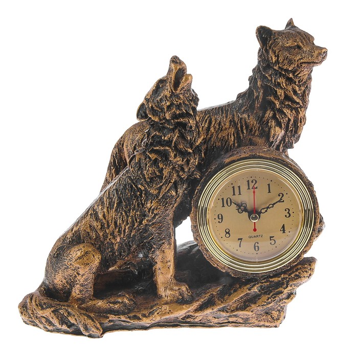 Часы настольные серия Полистоун. Стая волков, бат 1АА, 23*23см